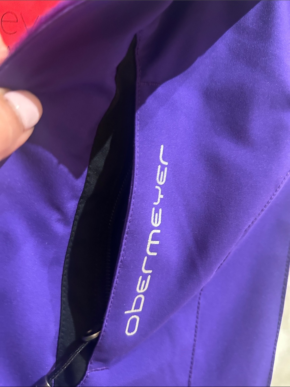 Obermeyer Purple and White Girls' Ski jacket - zippered pockets and hood - Picture 4 of 11